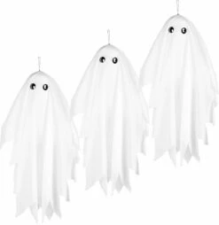 Boland Set De 3x Fantômes De Décoration D'horreur à Suspendre 48 Cm Avec Mouvement Et Son - Poupées D'Halloween