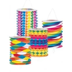 Boland 12 Lampions Cylindriques Bariolés 13cm