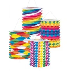 Boland 12 Lampions Cylindriques Bariolés 16cm