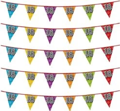 Boland 5x Morceaux De Banderoles Avec Des Paillettes Articles De Fête à Thème 18 Ans - Décorations D'anniversaire - 8 Mètres - Plastique