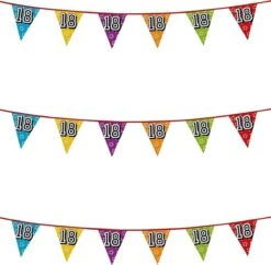 Boland 3x Banderoles Avec Paillettes Fournitures De Fête à Thème 18 Ans - Décorations D'anniversaire - 8 Mètres - Plastique
