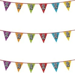 Boland 3x Banderoles Avec Paillettes 2 Ans De Fête à Thème - Décorations D'anniversaire - 8 Mètres - Plastique