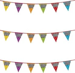 Boland 3x Drapeaux Banderoles Avec Paillettes 100 Ans Fournitures De Fête à Thème - Décorations D'anniversaire - 8 Mètres - Plastique