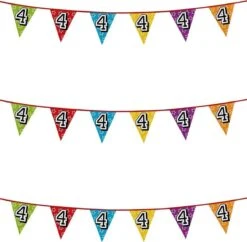 Boland 3x Banderoles Avec Paillettes 4 Ans De Fête à Thème - Décorations D'anniversaire - 8 Mètres - Plastique