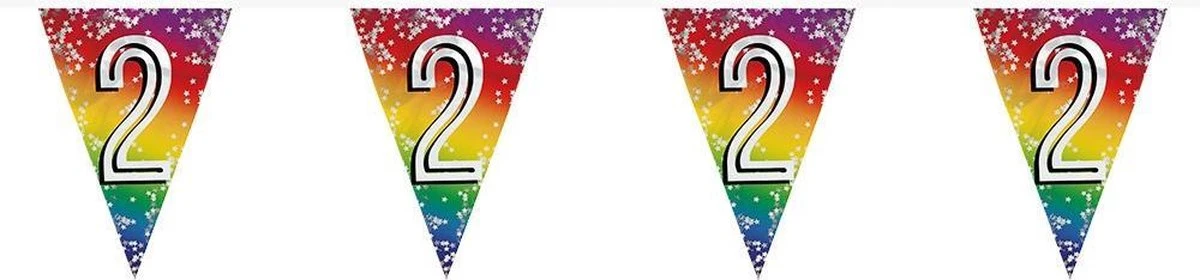 Boland 3x Morceaux De Ligne De Drapeau 2 Ans Décoration Guirlande Drapeau 6 Mètres - Feuille Glitter - Usage Intérieur/extérieur 3 Boland 3x Morceaux De Ligne De Drapeau 2 Ans Décoration Guirlande Drapeau 6 Mètres - Feuille Glitter - Usage Intérieur/extérieur – Image 3