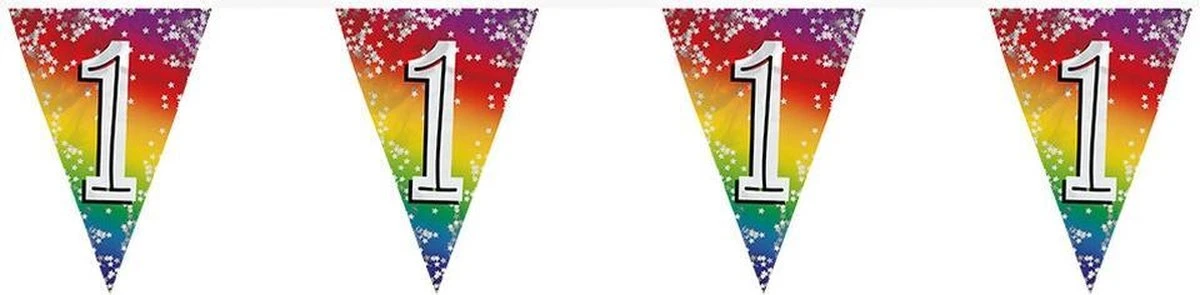 Boland 3x Morceaux De Ligne De Drapeau Guirlande De Drapeau De Décoration 1 An 6 Mètres - Feuille Glitter - Utilisation Intérieure/extérieure 3 Boland 3x Morceaux De Ligne De Drapeau Guirlande De Drapeau De Décoration 1 An 6 Mètres - Feuille Glitter - Utilisation Intérieure/extérieure – Image 3