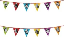 Boland 2x Banderoles Avec Paillettes 4 Ans De Fête à Thème - Décorations D'anniversaire - 8 Mètres - Plastique