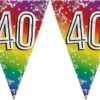 Boland 5x Morceaux De Drapeau Ligne 40 Ans Décoration Guirlande De Drapeaux 6 Mètres - Feuille Glitter - Usage Intérieur / Extérieur