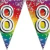 Boland 2x Morceaux De Drapeau Ligne 8 Ans Décoration Guirlande De Drapeaux 6 Mètres - Feuille Glitter - Usage Intérieur / Extérieur