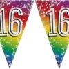 Boland 3x Morceaux De Ligne De Drapeau 16 Ans Décoration Drapeaux Guirlande 6 Mètres - Glitter - Usage Intérieur / Extérieur