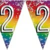 Boland 3x Morceaux De Ligne De Drapeau 2 Ans Décoration Guirlande Drapeau 6 Mètres - Feuille Glitter - Usage Intérieur/extérieur