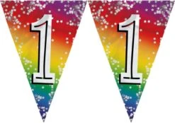 Boland 3x Morceaux De Ligne De Drapeau Guirlande De Drapeau De Décoration 1 An 6 Mètres - Feuille Glitter - Utilisation Intérieure/extérieure