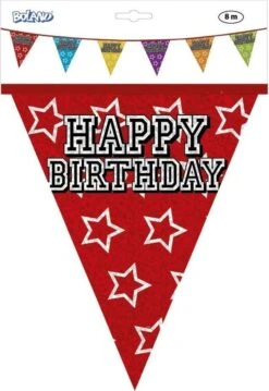 Boland 1x Lignes De Drapeau Holographique Joyeux Anniversaire 8 Mètres - Articles De Fête - Décorations De Fête - Décorations D'anniversaire - Bunting / Guirlandes