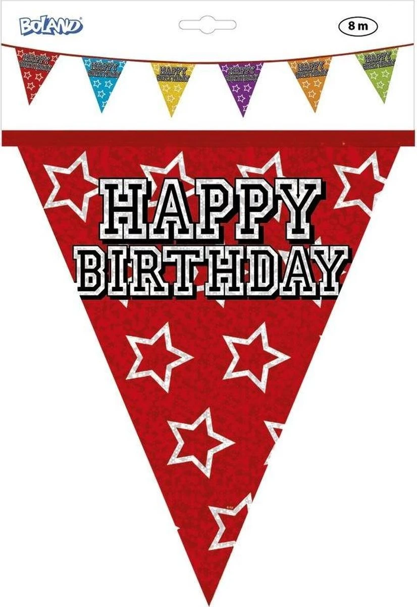 Boland 1x Lignes De Drapeau Holographique Joyeux Anniversaire 8 Mètres - Articles De Fête - Décorations De Fête - Décorations D'anniversaire - Bunting / Guirlandes 1 Boland 1x Lignes De Drapeau Holographique Joyeux Anniversaire 8 Mètres - Articles De Fête - Décorations De Fête - Décorations D'anniversaire - Bunting / Guirlandes