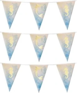 Boland 3x Sirène / Sirène / Océan Fête à Thème Feuille Bunting Or 4 Mètres - Fournitures De Fête Kinder / Décoration Pour La Table