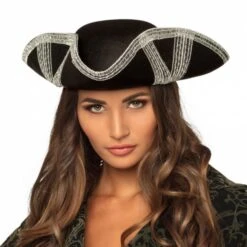 Boland Chapeau Tricorne Pirate Noir Et Argent