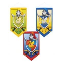 Boland Lot De 3 Oriflammes Médiéval Chevalier Et Dragon