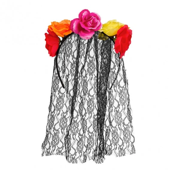 Boland Serre Tête Halloween Mexicain Fleurs Multicolores 2 Boland Serre Tête Halloween Mexicain Fleurs Multicolores – Image 2