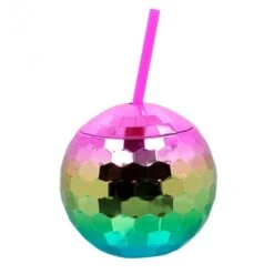 Boland Verre Boule à Facette Multicolore Avec Paille